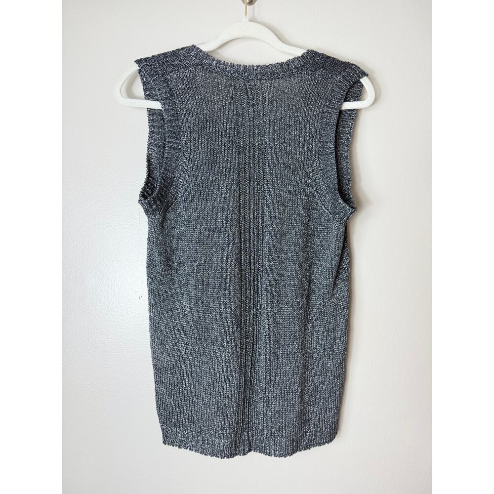 NWT BROCHU WALKER SWEATER ONA TANK TOP VEST ONYX GRAY GREY LINEN KNIT METALLIC - Picture 3 of 10